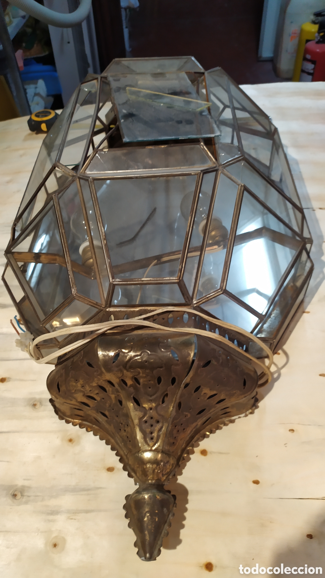 Antig&uuml;edades: FAROL DE CRISTAL Y LAT&Oacute;N PARA REPARAR - Foto 18