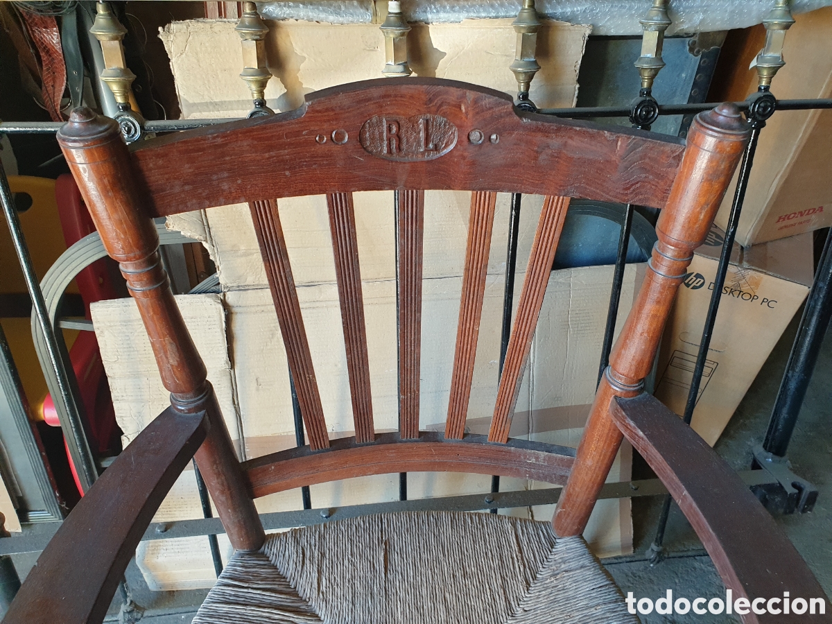 Antig&uuml;edades: SILLA MADERA ESPARTO - Foto 2