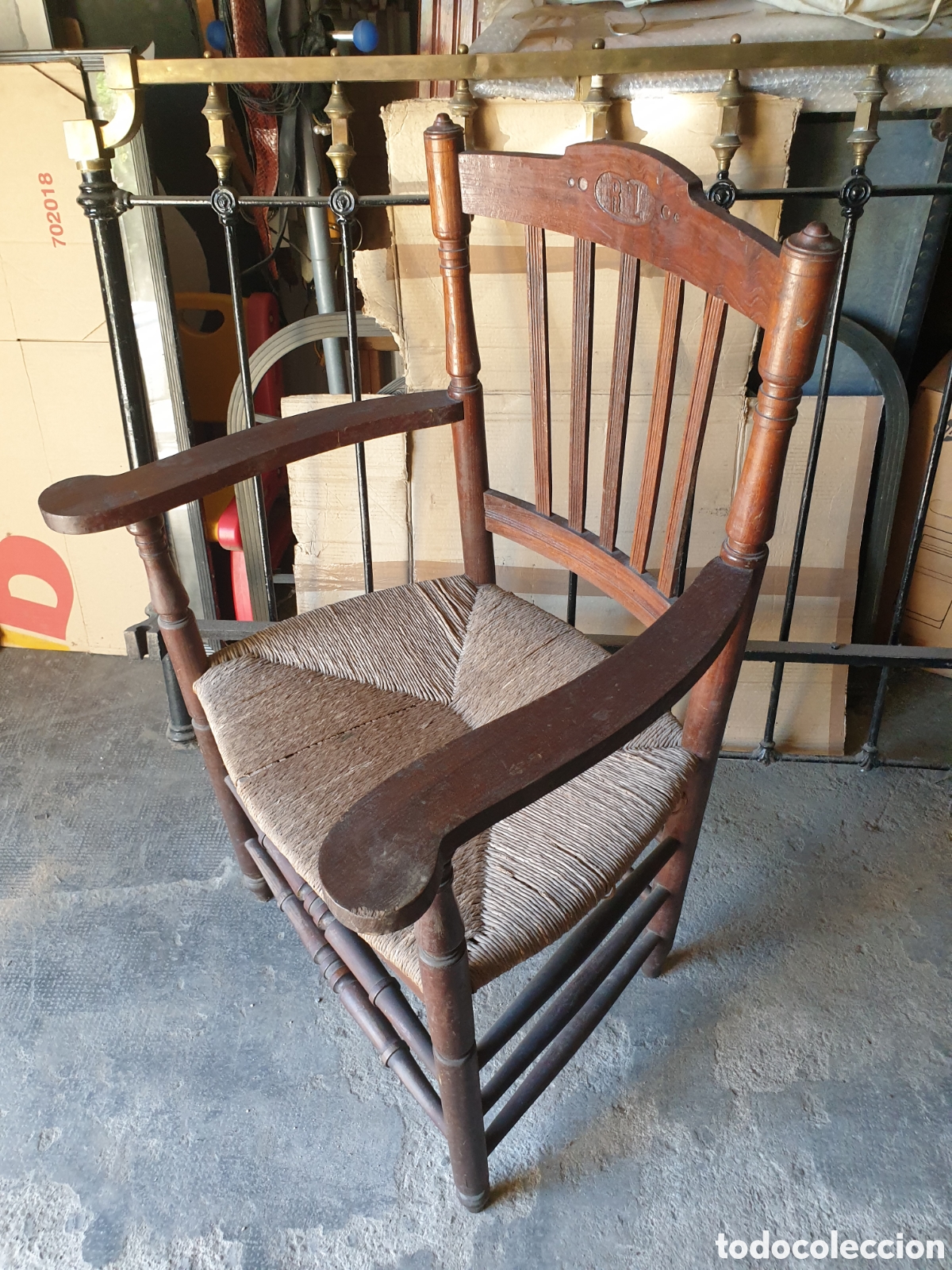 Antig&uuml;edades: SILLA MADERA ESPARTO - Foto 3