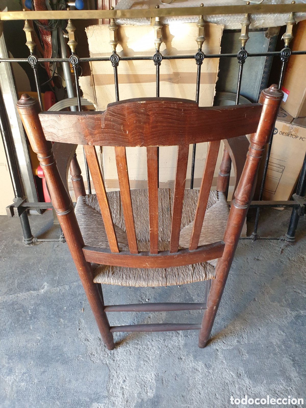 Antig&uuml;edades: SILLA MADERA ESPARTO - Foto 4