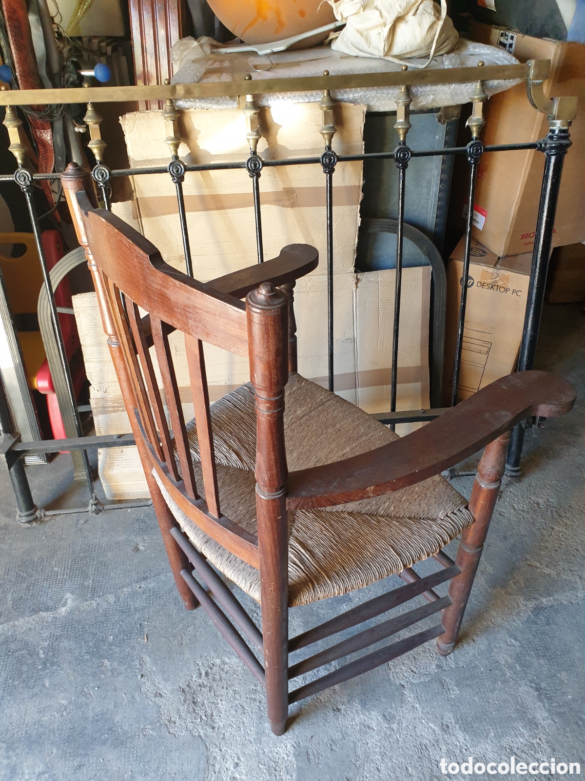 Antig&uuml;edades: SILLA MADERA ESPARTO - Foto 5