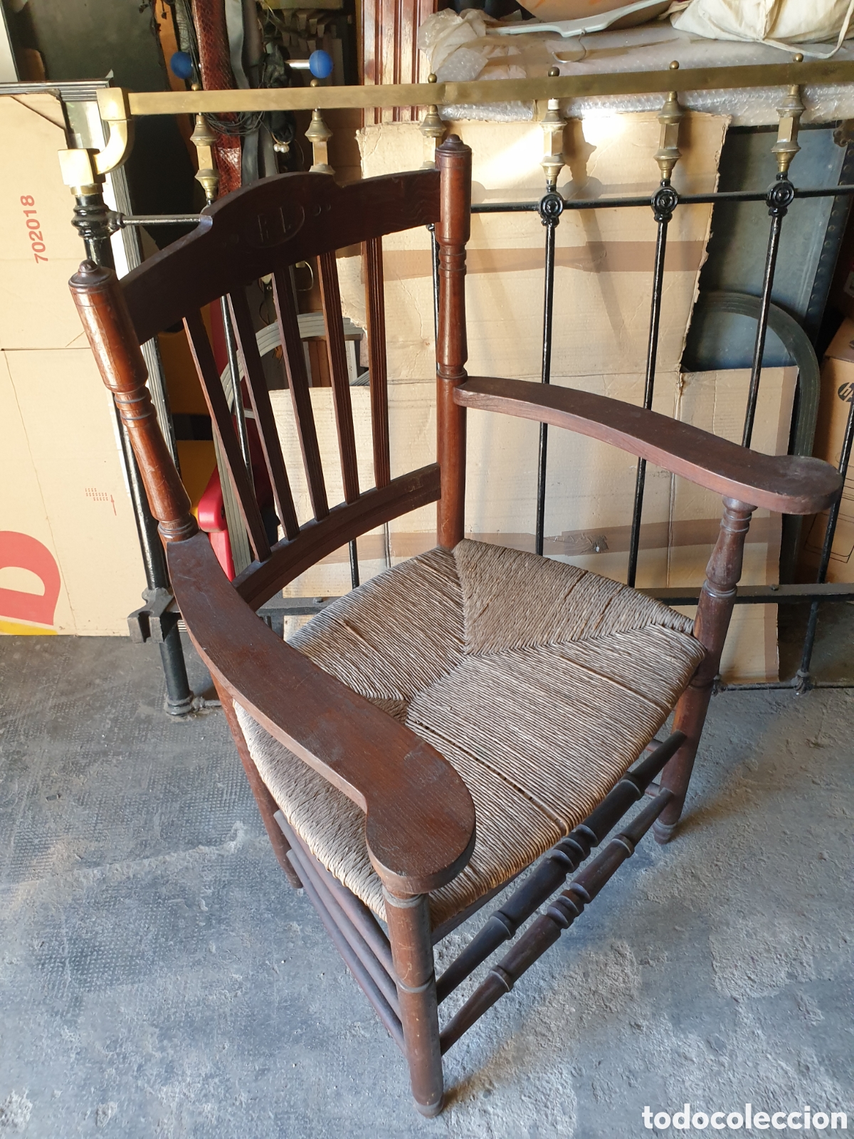 Antig&uuml;edades: SILLA MADERA ESPARTO - Foto 6