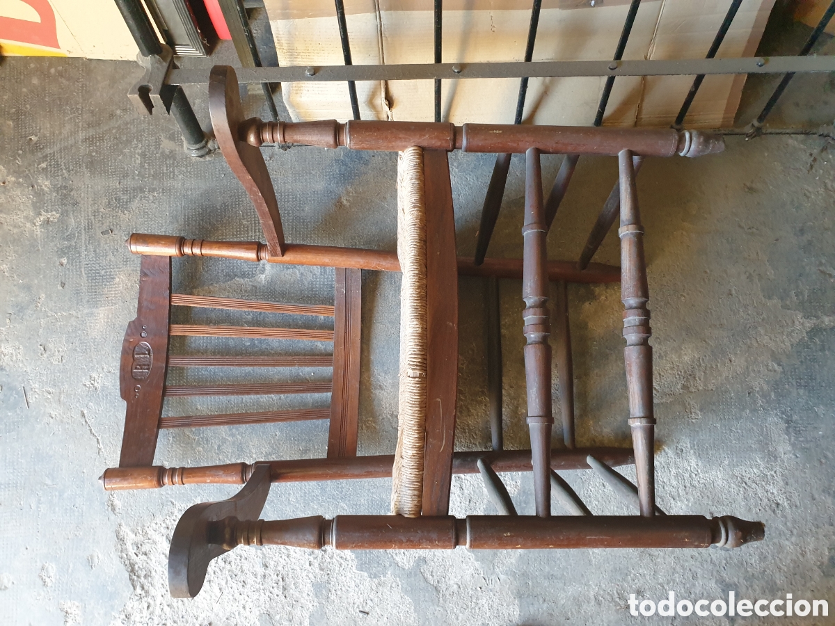 Antig&uuml;edades: SILLA MADERA ESPARTO - Foto 7
