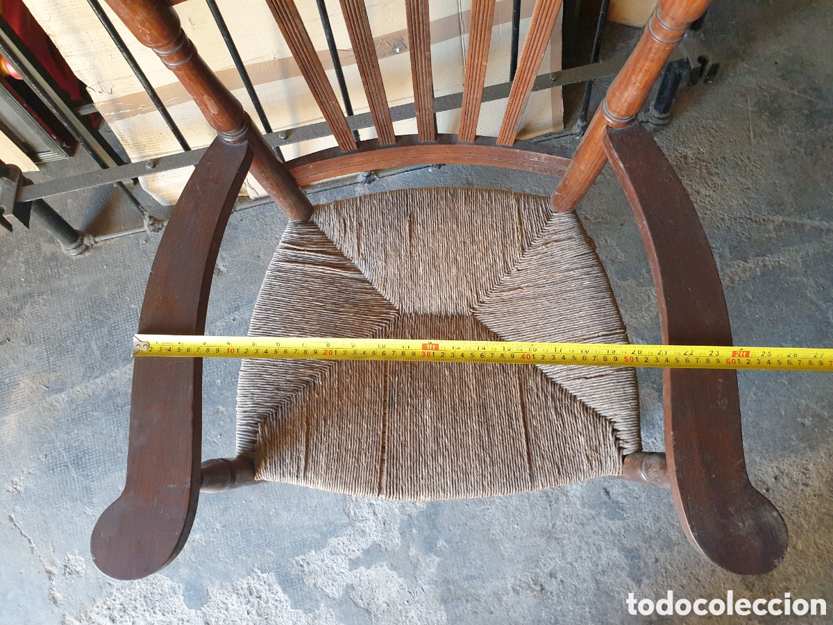Antig&uuml;edades: SILLA MADERA ESPARTO - Foto 9