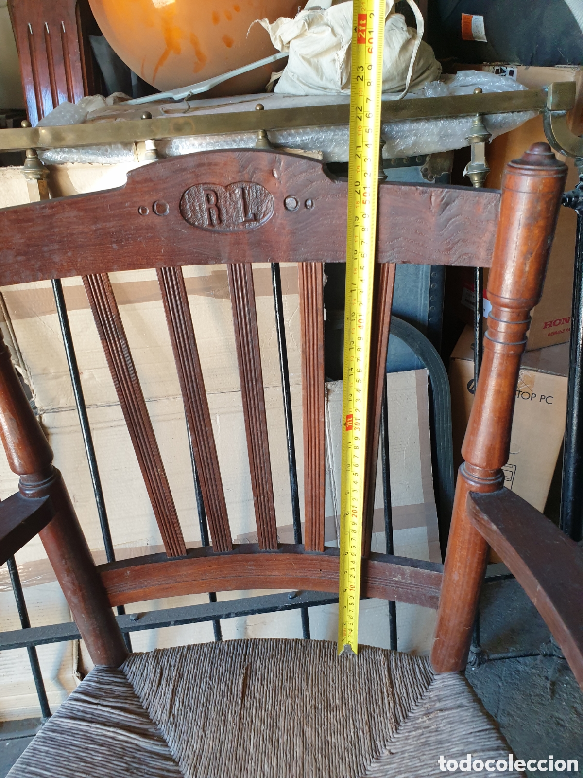 Antig&uuml;edades: SILLA MADERA ESPARTO - Foto 12