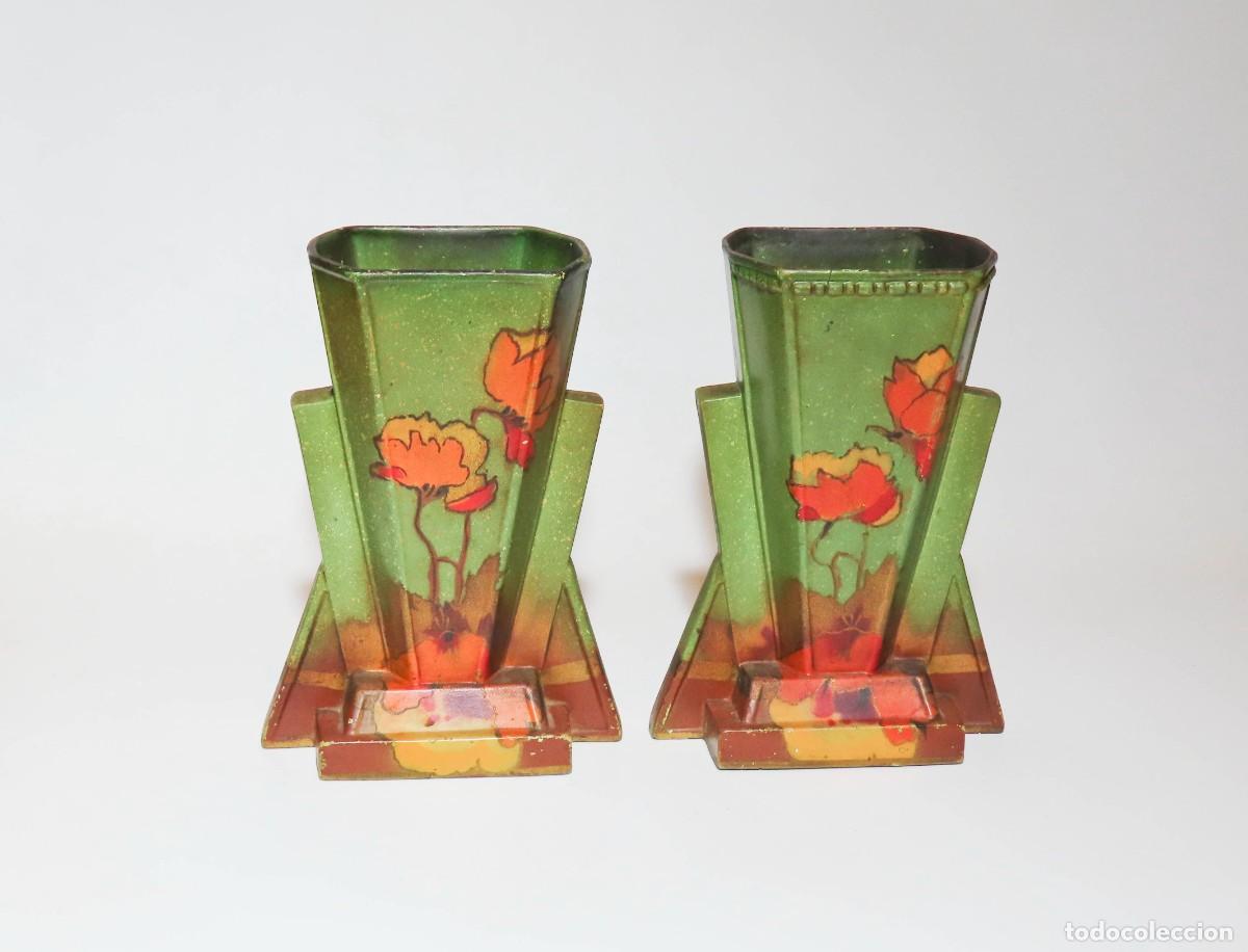 Antig&uuml;edades: PAR DE JARRONES ART DECO WILTON - Foto 9