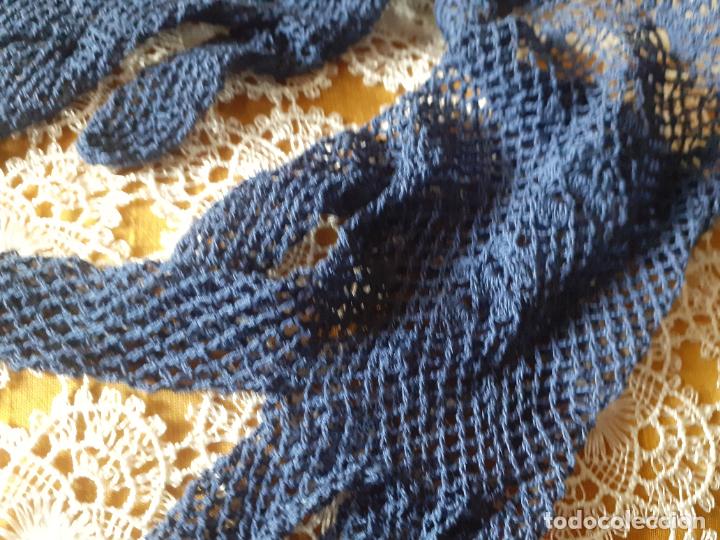 Antig&uuml;edades: Guantes de ganchillo azul - Foto 3