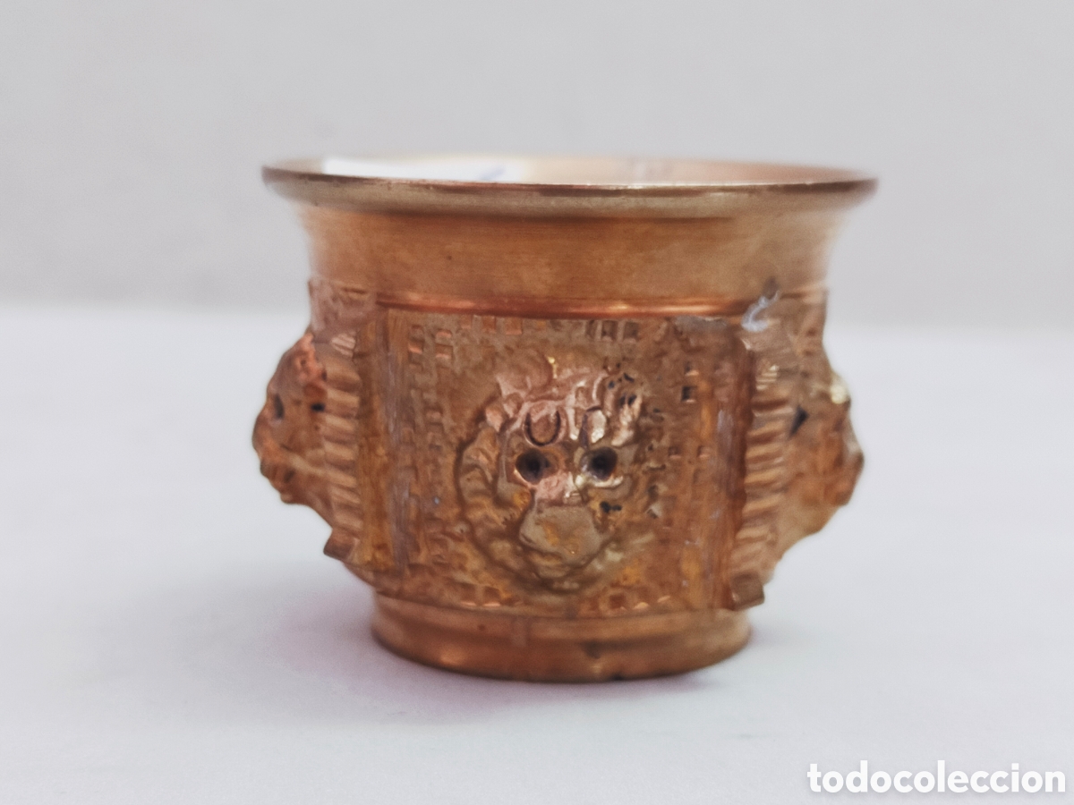 Antig&uuml;edades: MORTERO O ALMIREZ MINIATURA DE BRONCE. - Foto 8