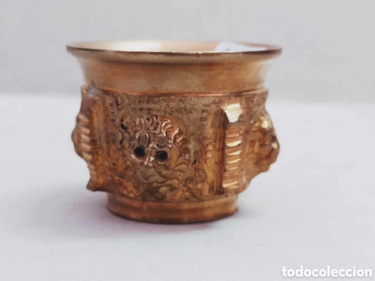 Antig&uuml;edades: MORTERO O ALMIREZ MINIATURA DE BRONCE. - Foto 9