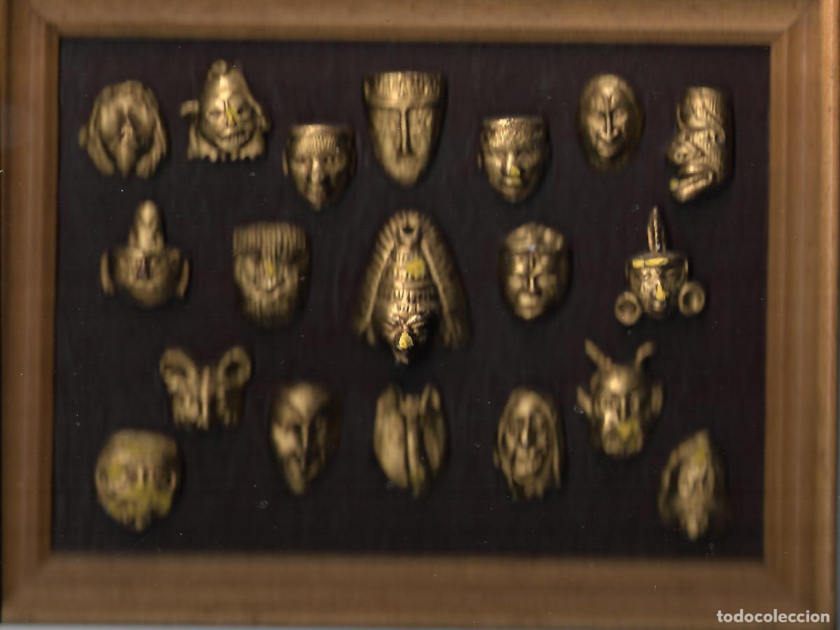 Antig&uuml;edades: CUADRO CON COLECCION DE 19 MASCARAS - Foto 1