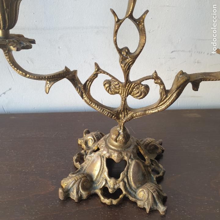 Antig&uuml;edades: PAREJA ANTIGUOS CANDELABROS BRONCE - Foto 2