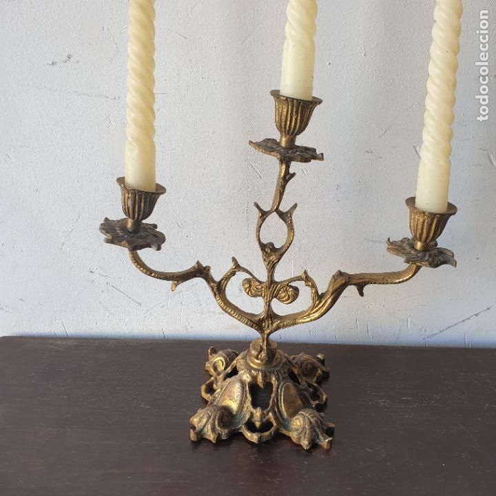 Antig&uuml;edades: PAREJA ANTIGUOS CANDELABROS BRONCE - Foto 3