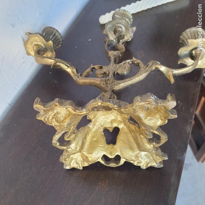 Antig&uuml;edades: PAREJA ANTIGUOS CANDELABROS BRONCE - Foto 4