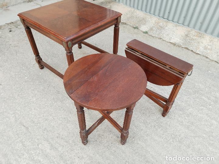 Antig&uuml;edades: set 3 mesitas auxiliares - Foto 6