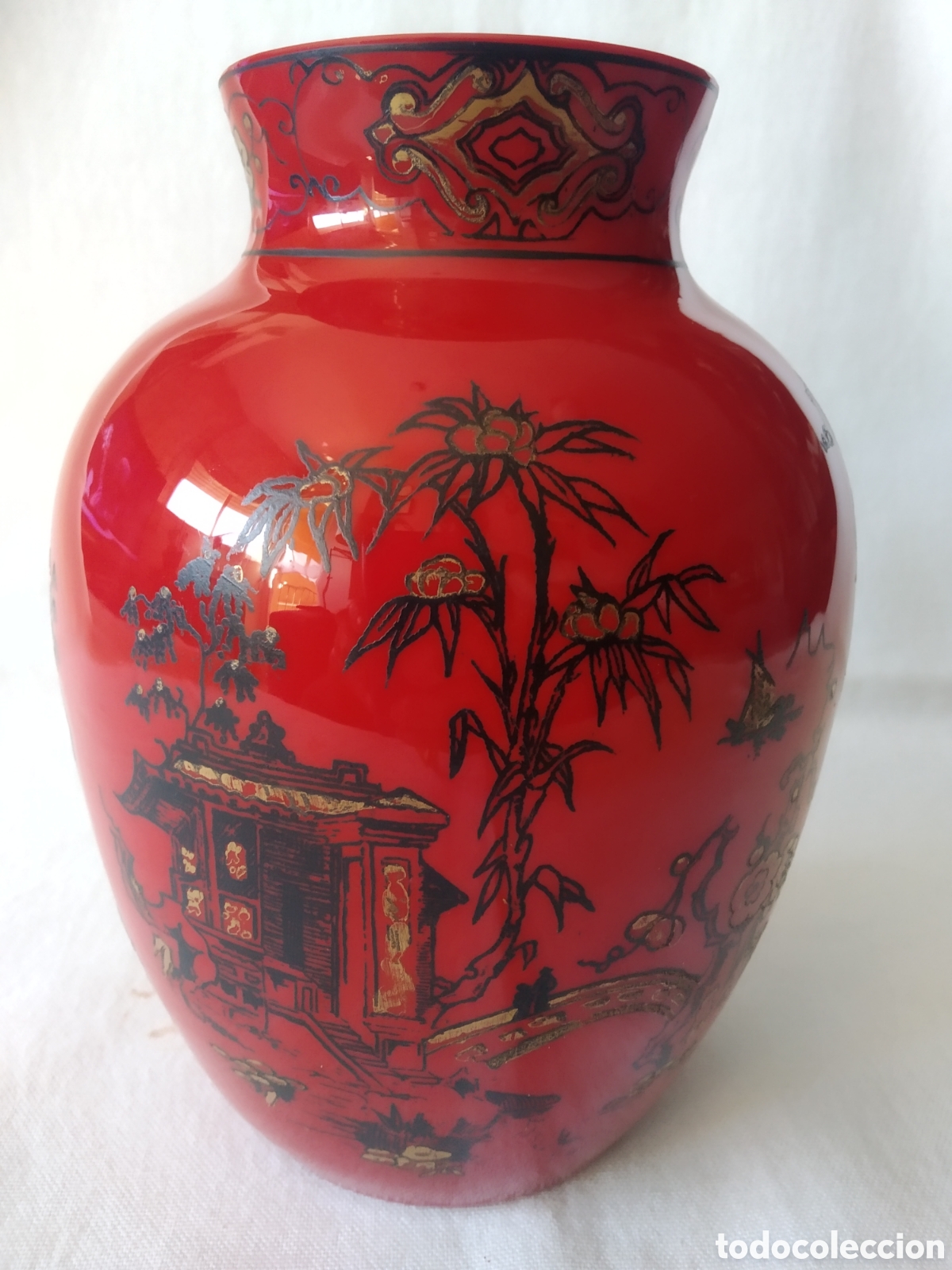 Antig&uuml;edades: JARRON OPALINA ROJA JAPONES - Foto 3