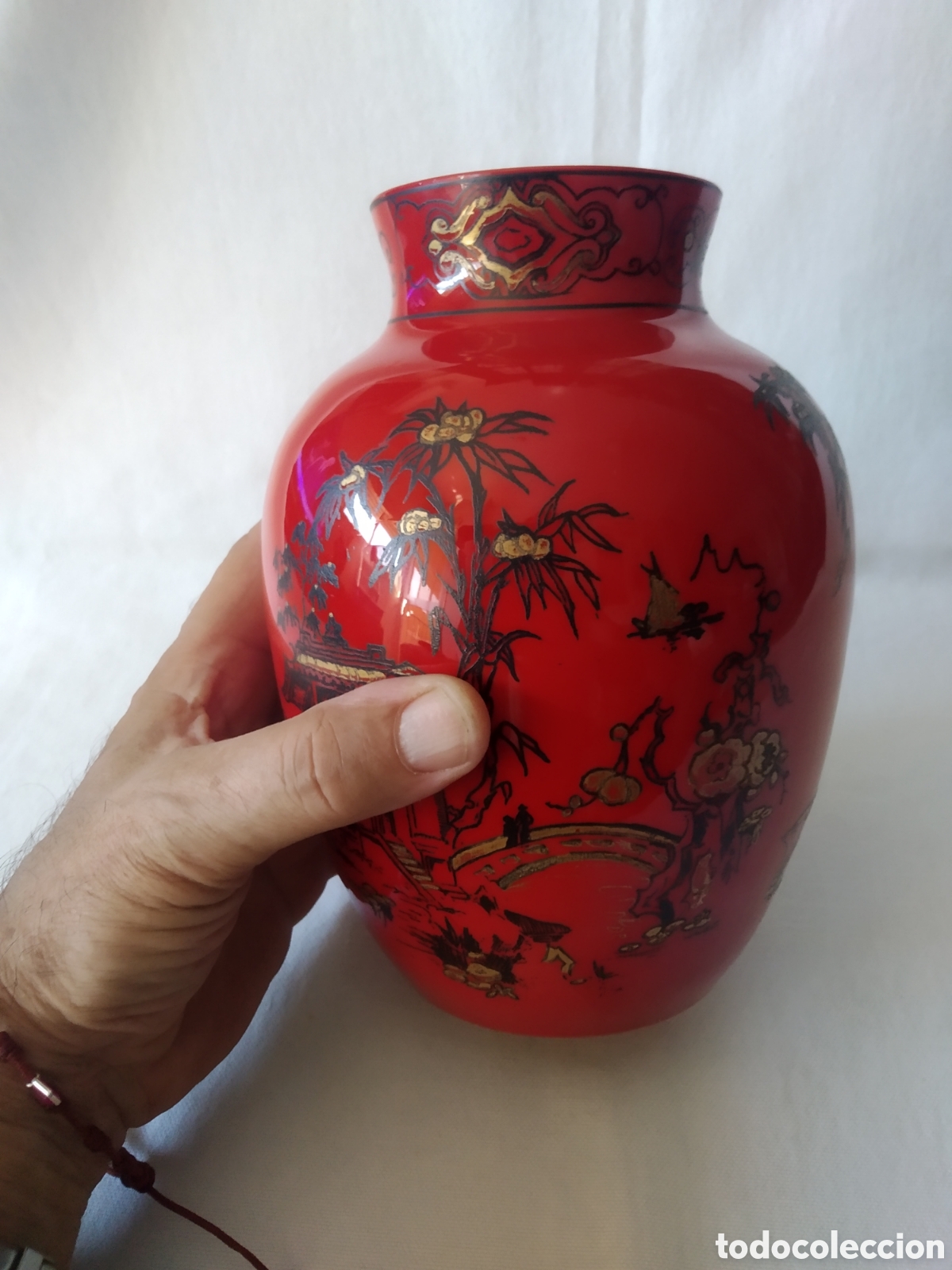 Antig&uuml;edades: JARRON OPALINA ROJA JAPONES - Foto 7