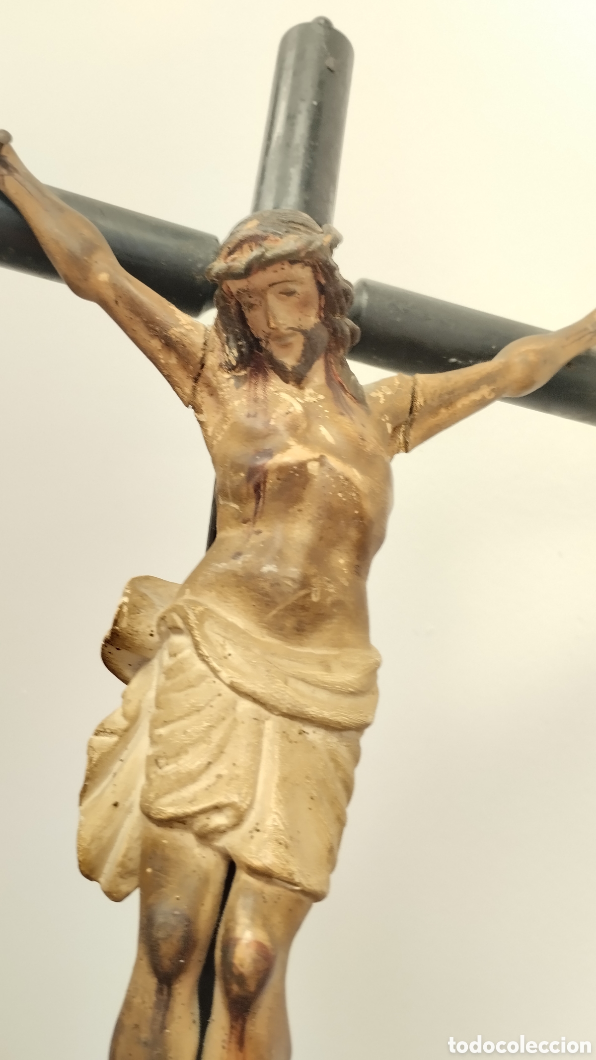 Antig&uuml;edades: Crucifijo en madera 66x35. - Foto 7