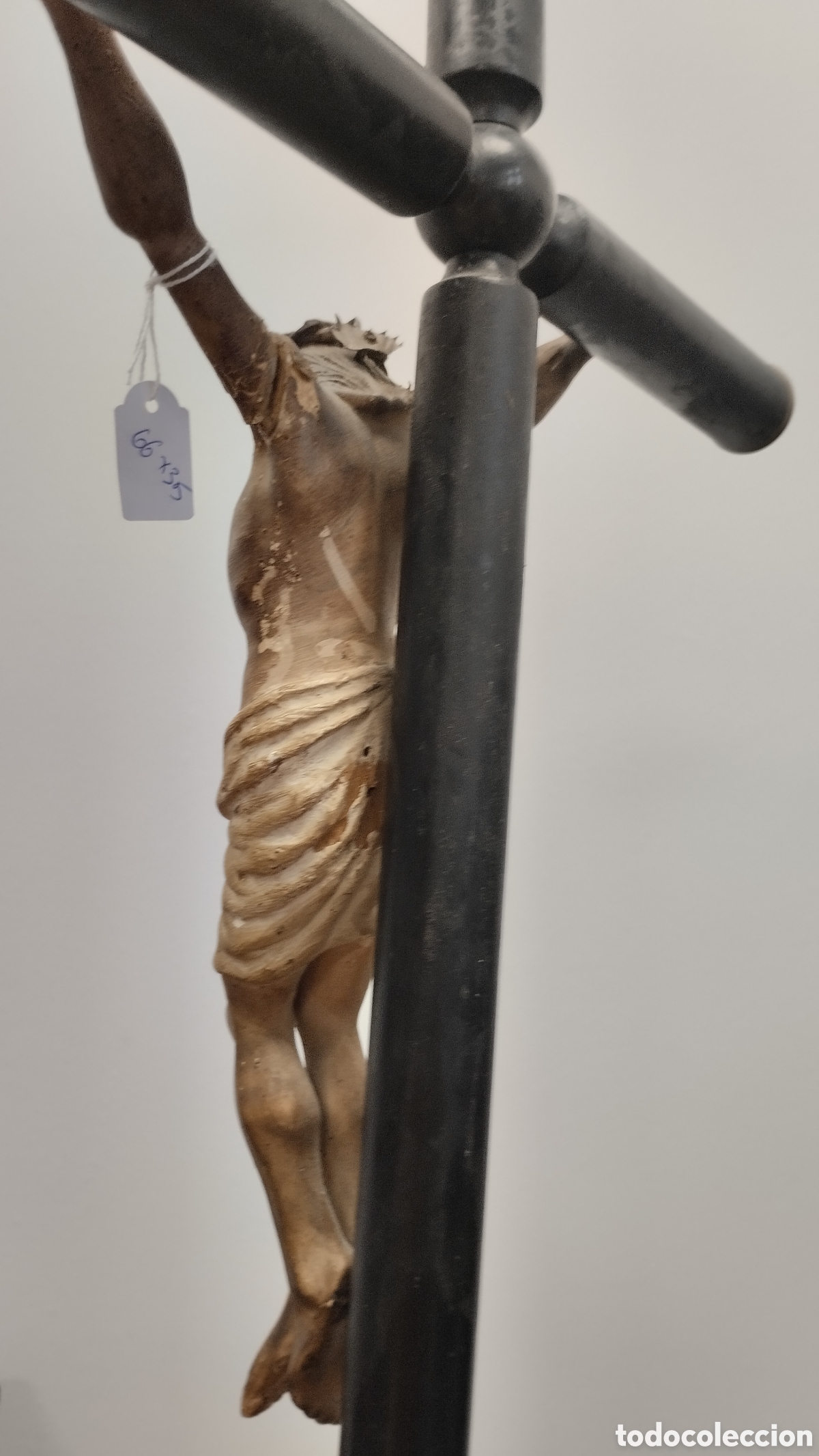 Antig&uuml;edades: Crucifijo en madera 66x35. - Foto 15