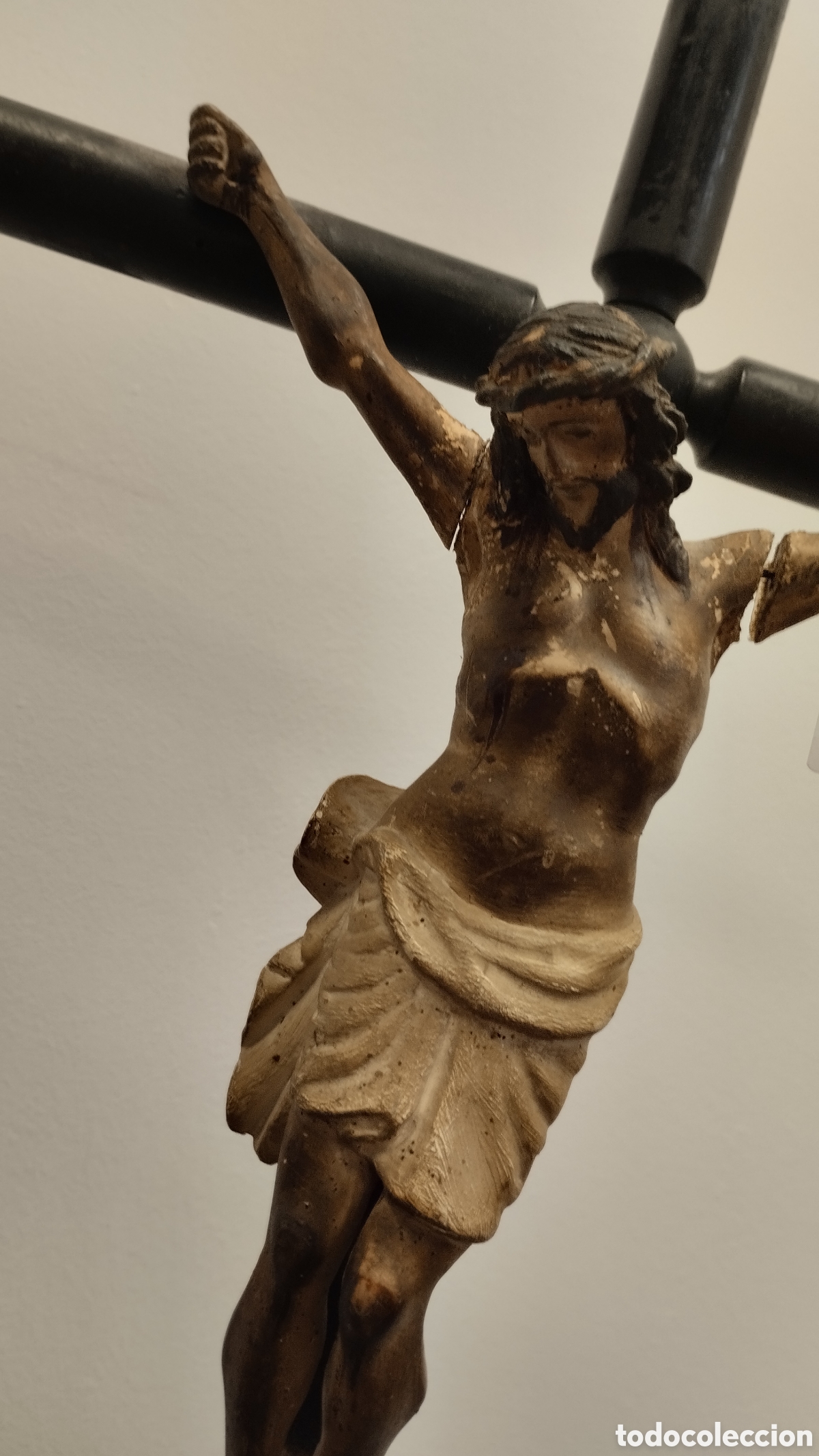 Antig&uuml;edades: Crucifijo en madera 66x35. - Foto 17