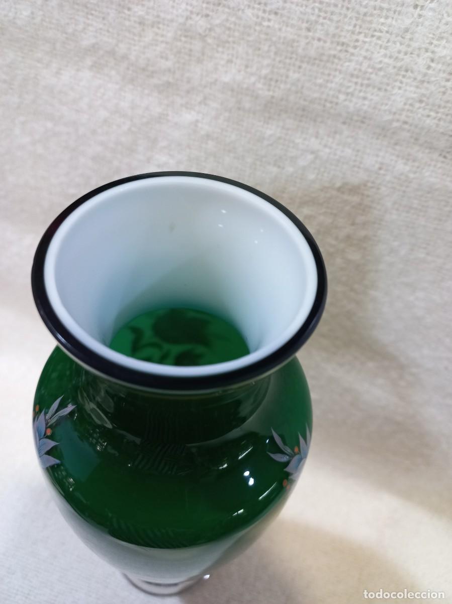 Antig&uuml;edades: JARR&Oacute;N-OPALINA (verde) flores-pie plata - Foto 2