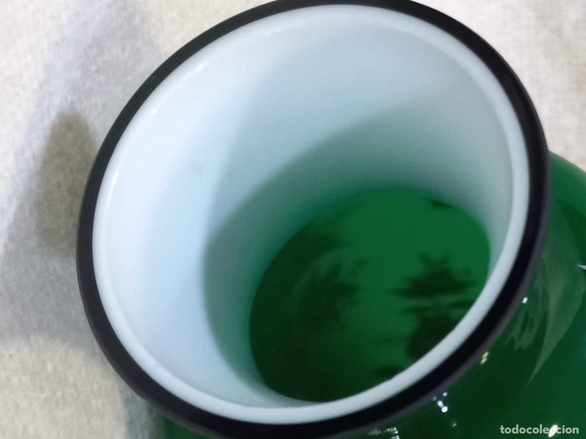 Antig&uuml;edades: JARR&Oacute;N-OPALINA (verde) flores-pie plata - Foto 8