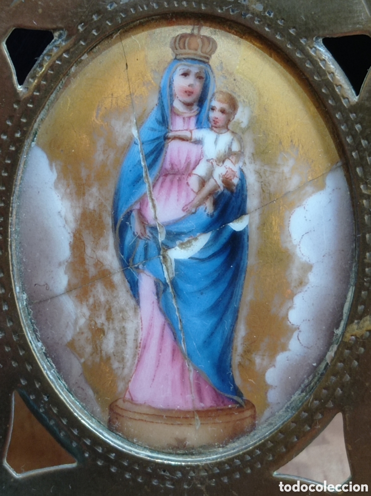 Antig&uuml;edades: Antiguo esmalte VIRGEN DEL PILAR - Foto 2