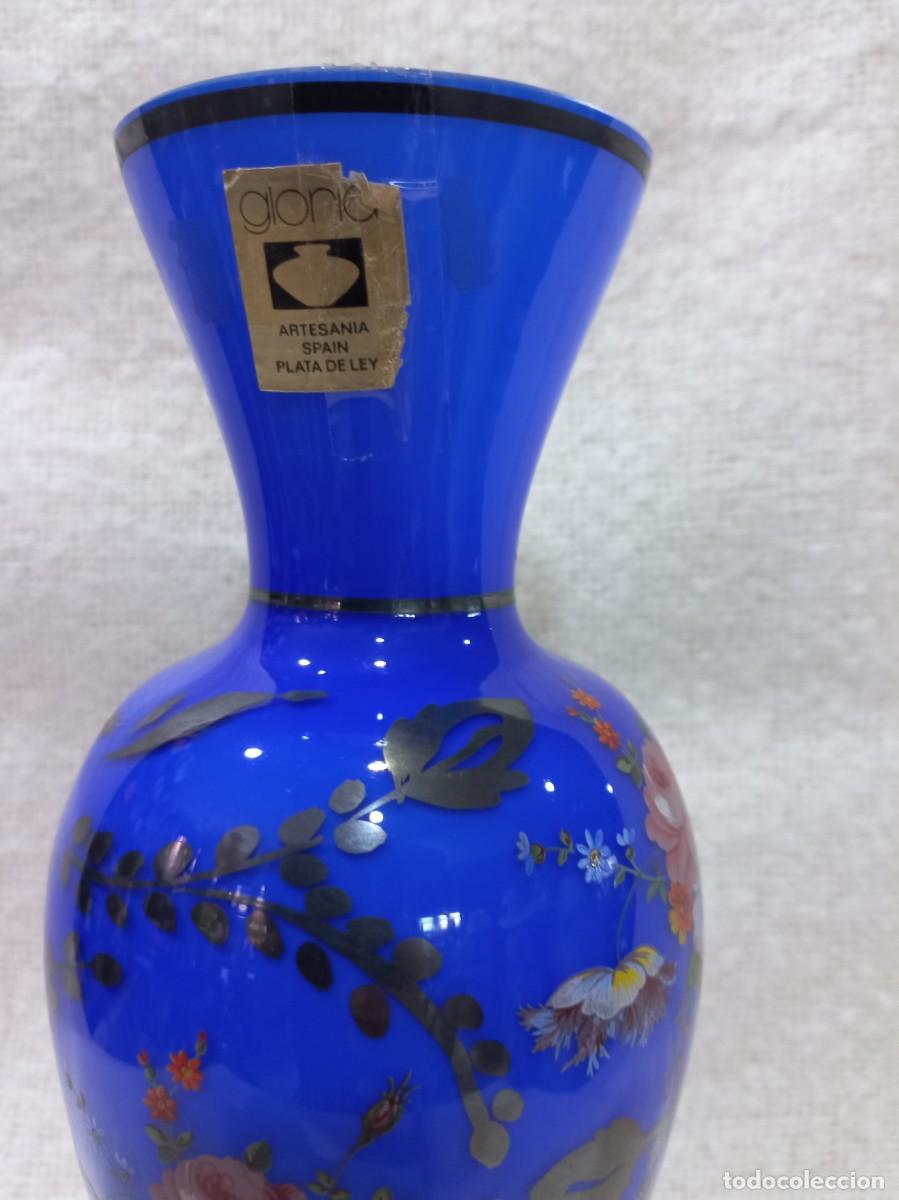 Antig&uuml;edades: JARR&Oacute;N-OPALINA (azul) flores-pie de plata - Foto 2
