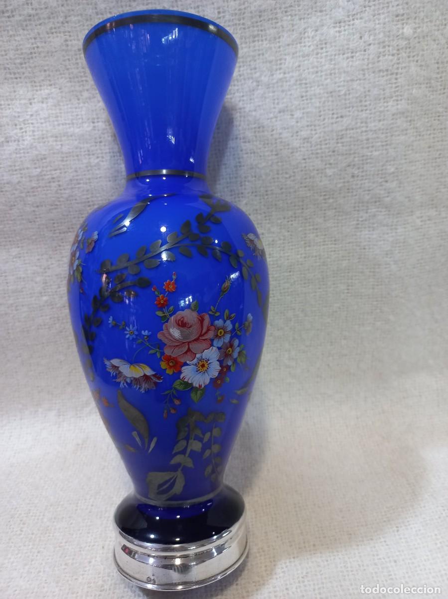 Antig&uuml;edades: JARR&Oacute;N-OPALINA (azul) flores-pie de plata - Foto 5