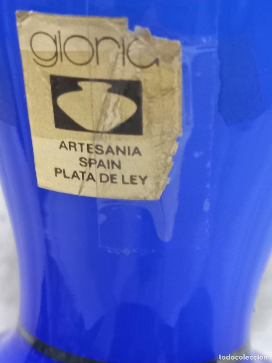 Antig&uuml;edades: JARR&Oacute;N-OPALINA (azul) flores-pie de plata - Foto 6