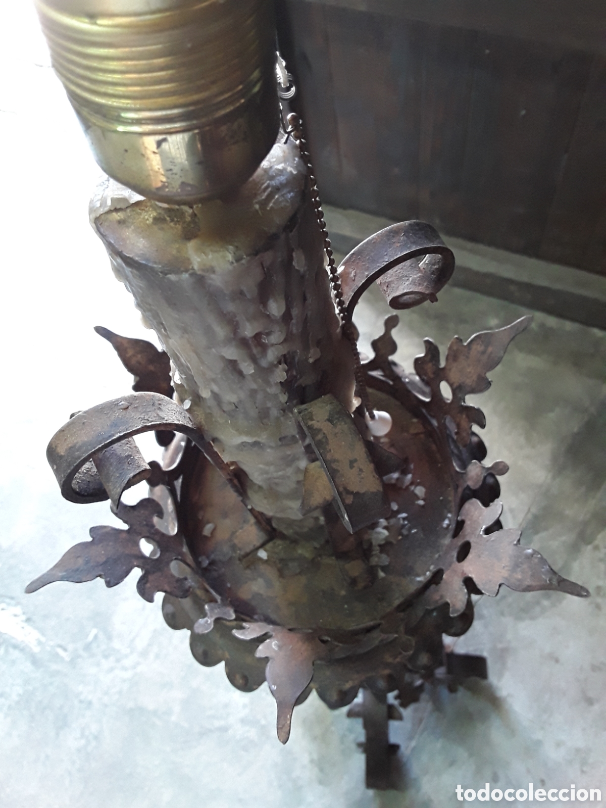 Antig&uuml;edades: L&aacute;mpara de pie, forja y madera - Foto 12
