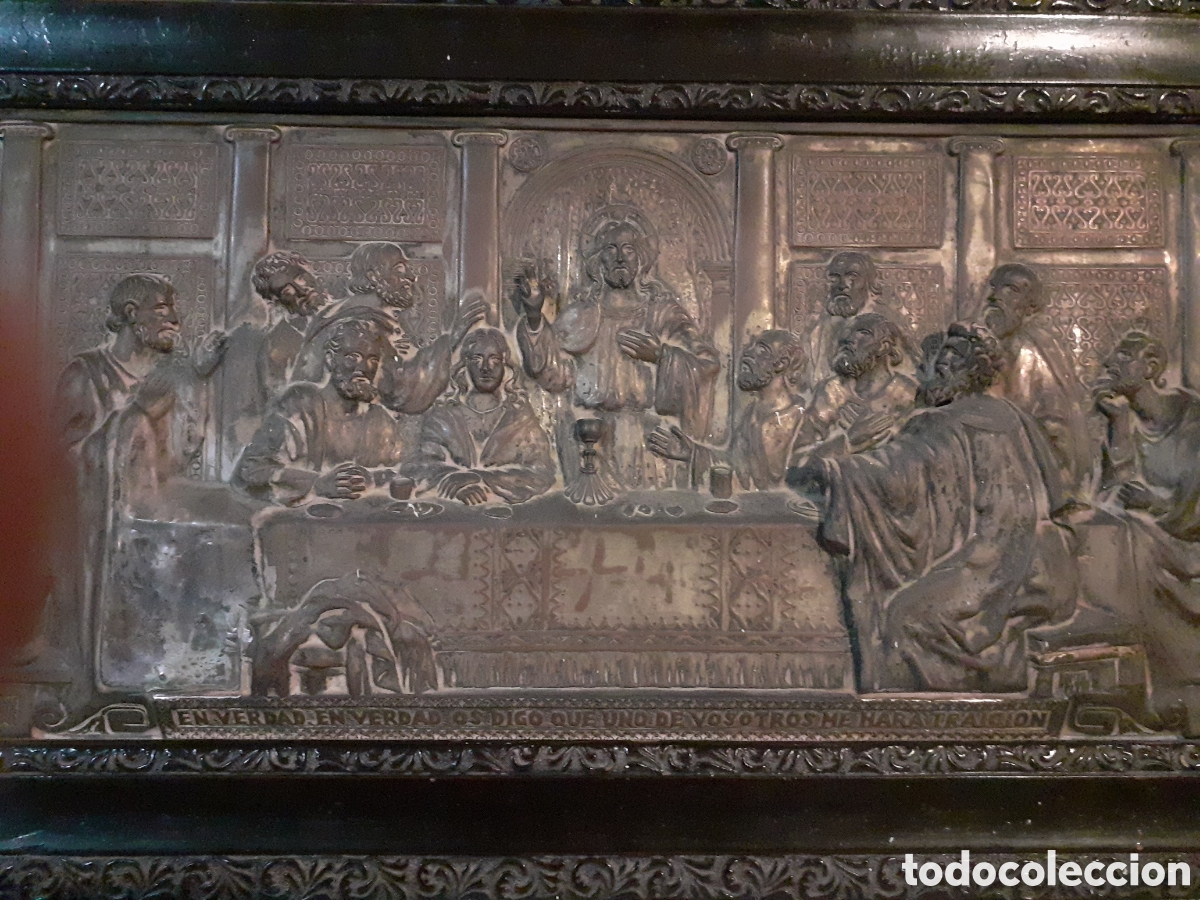 Antig&uuml;edades: Cuadro antiguo religioso con la ultima cena - Foto 5