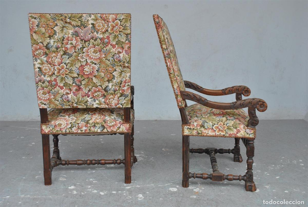 Antig&uuml;edades: Fauteuils en noyer de style Renaissance (paire) - Foto 4