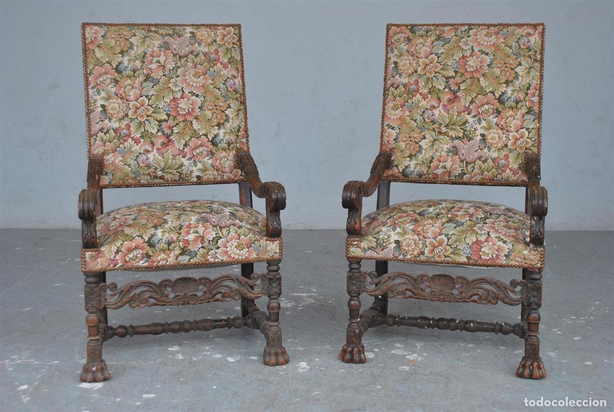 Antig&uuml;edades: Fauteuils en noyer de style Renaissance (paire) - Foto 7