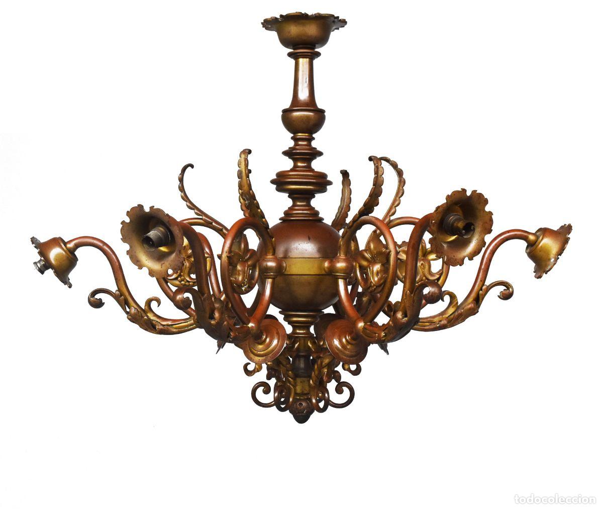 Antig&uuml;edades: Lustre Hollandais en bronze 6 feux - Foto 1