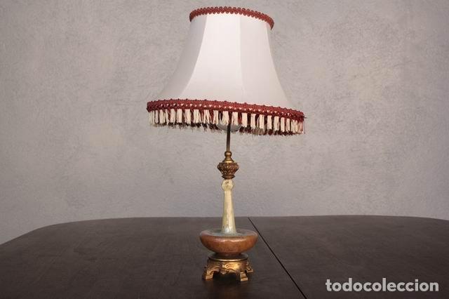 Antig&uuml;edades: Lampe de chevet fa&iuml;ence et bronze 1900 - Foto 2