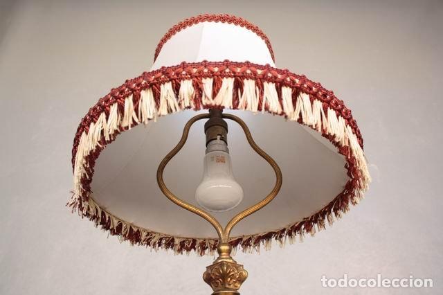 Antig&uuml;edades: Lampe de chevet fa&iuml;ence et bronze 1900 - Foto 3
