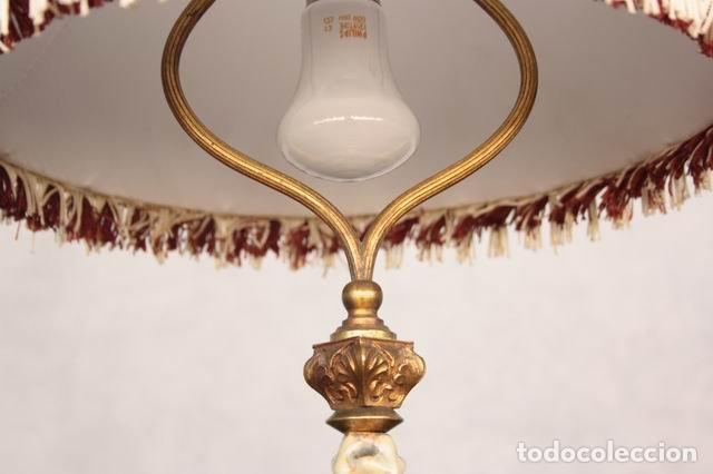 Antig&uuml;edades: Lampe de chevet fa&iuml;ence et bronze 1900 - Foto 4