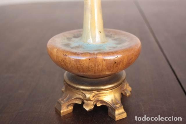 Antig&uuml;edades: Lampe de chevet fa&iuml;ence et bronze 1900 - Foto 7