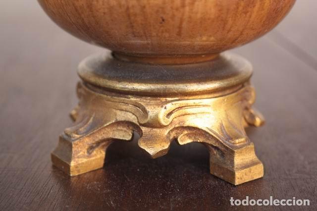 Antig&uuml;edades: Lampe de chevet fa&iuml;ence et bronze 1900 - Foto 8