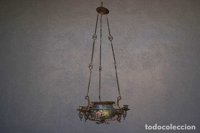 Antig&uuml;edades: Lustre suspension en bronze peint - Foto 2