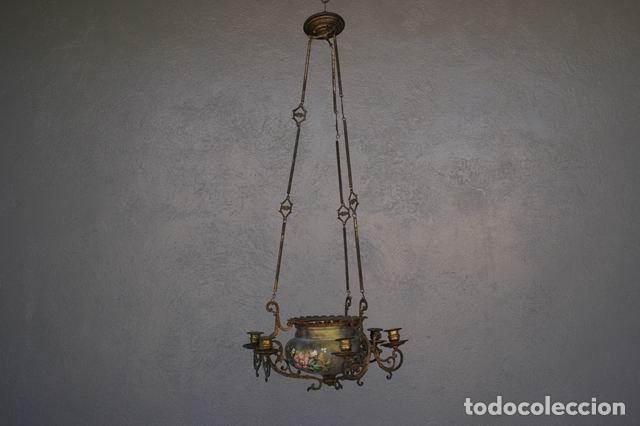 Antig&uuml;edades: Lustre suspension en bronze peint - Foto 3