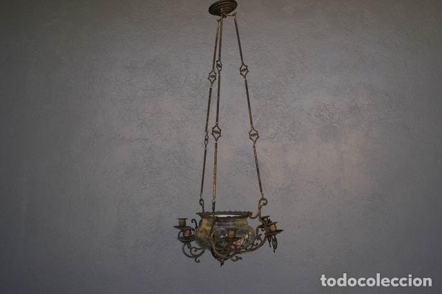 Antig&uuml;edades: Lustre suspension en bronze peint - Foto 4