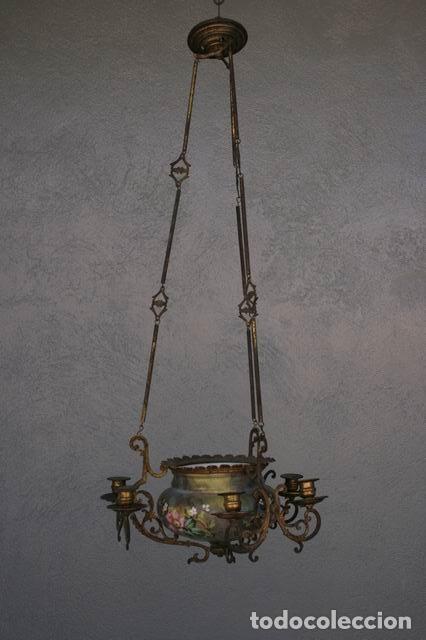 Antig&uuml;edades: Lustre suspension en bronze peint - Foto 5