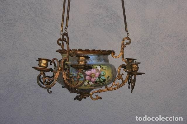 Antig&uuml;edades: Lustre suspension en bronze peint - Foto 8