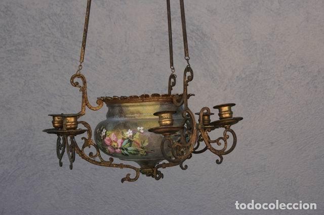 Antig&uuml;edades: Lustre suspension en bronze peint - Foto 9