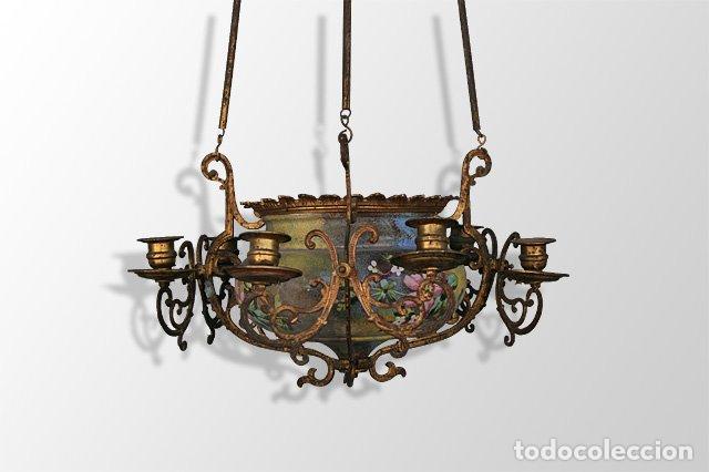 Antig&uuml;edades: Lustre suspension en bronze peint - Foto 1
