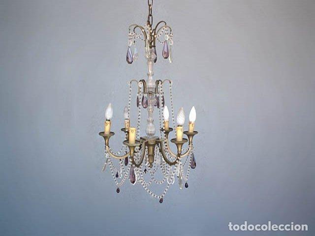 Antig&uuml;edades: Lustre &agrave; pampille en bronze et breloque - Foto 1
