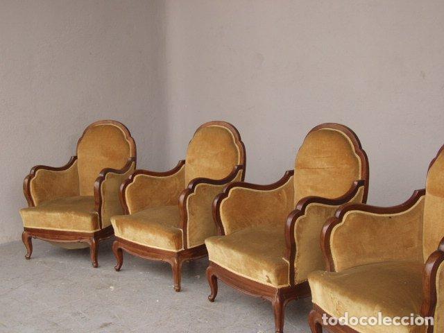 Antig&uuml;edades: Fauteuil 1920 en noyer (s&eacute;rie de 4) - Foto 2