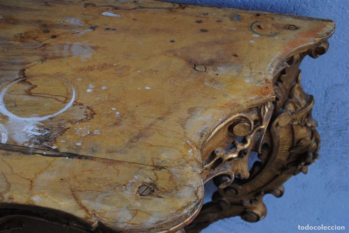 Antig&uuml;edades: Console Louis XV en bois dor&eacute; dessus marbre - Foto 2