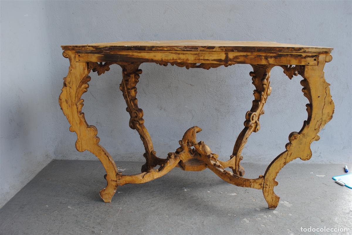 Antig&uuml;edades: Console Louis XV en bois dor&eacute; dessus marbre - Foto 4